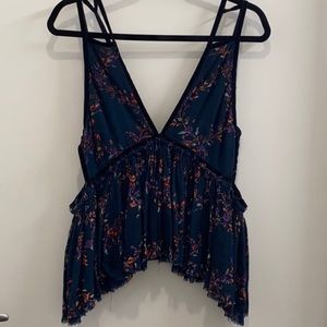 Free People Cut Out Tank with Velvet Straps